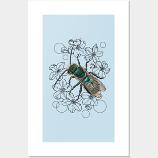 Blue, Orchard, Mason Bee Doodle Posters and Art